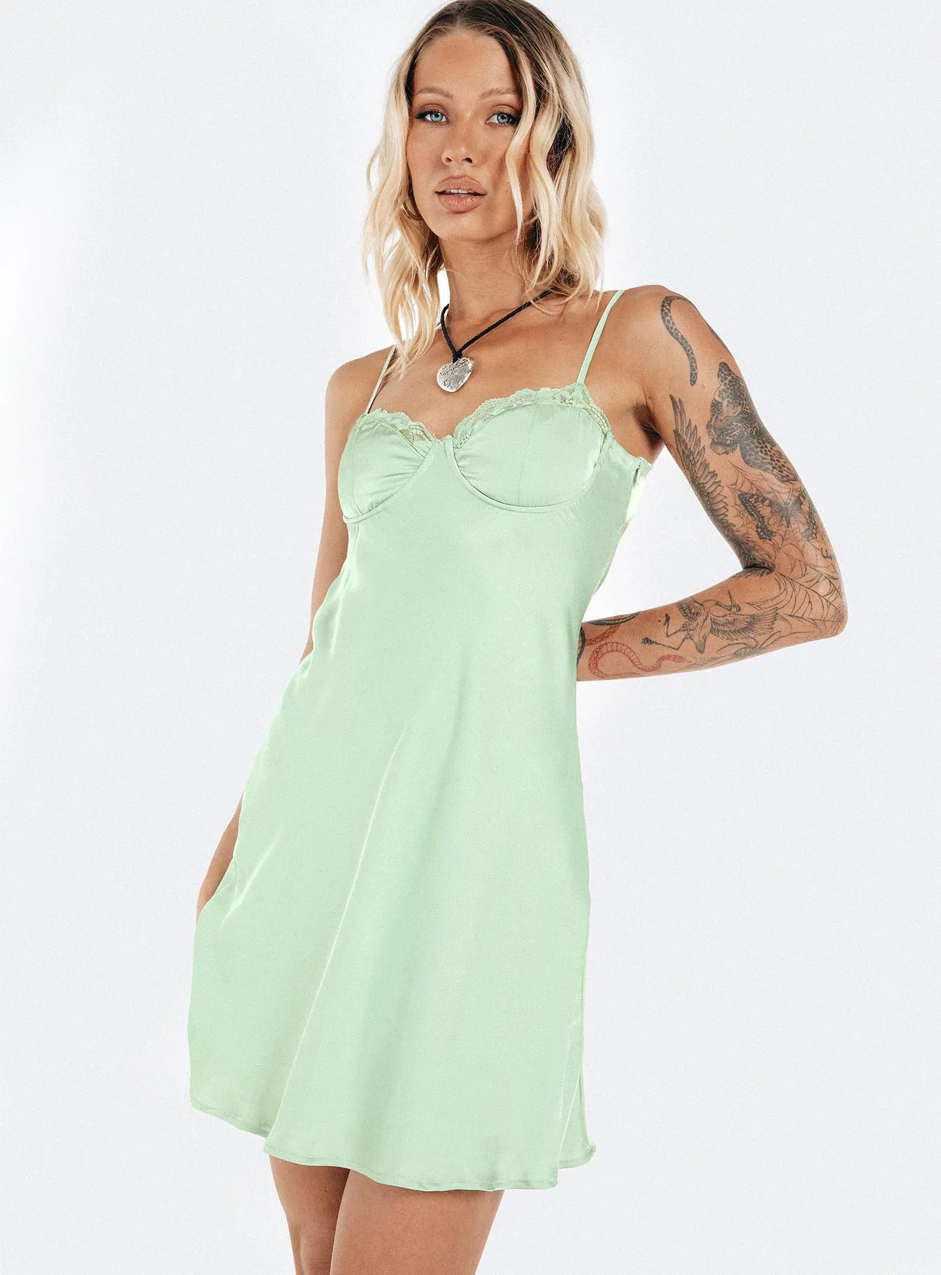 Bar Chic Bright sun dress Moniz Mini Dress Sage Tall
