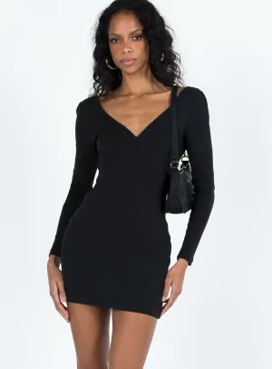Chele Long Sleeve Mini Dress Black Edge Pop