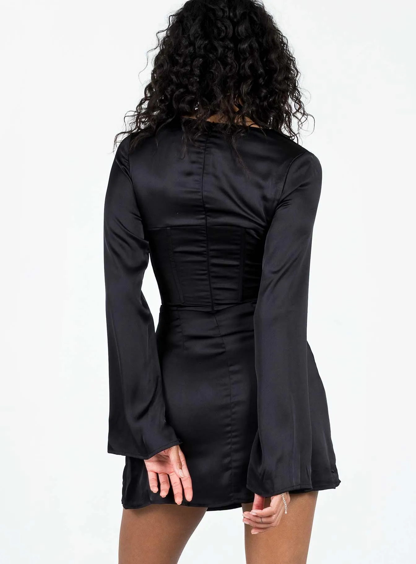 Gael Long Sleeve Mini Dress Black Casual Look High Light