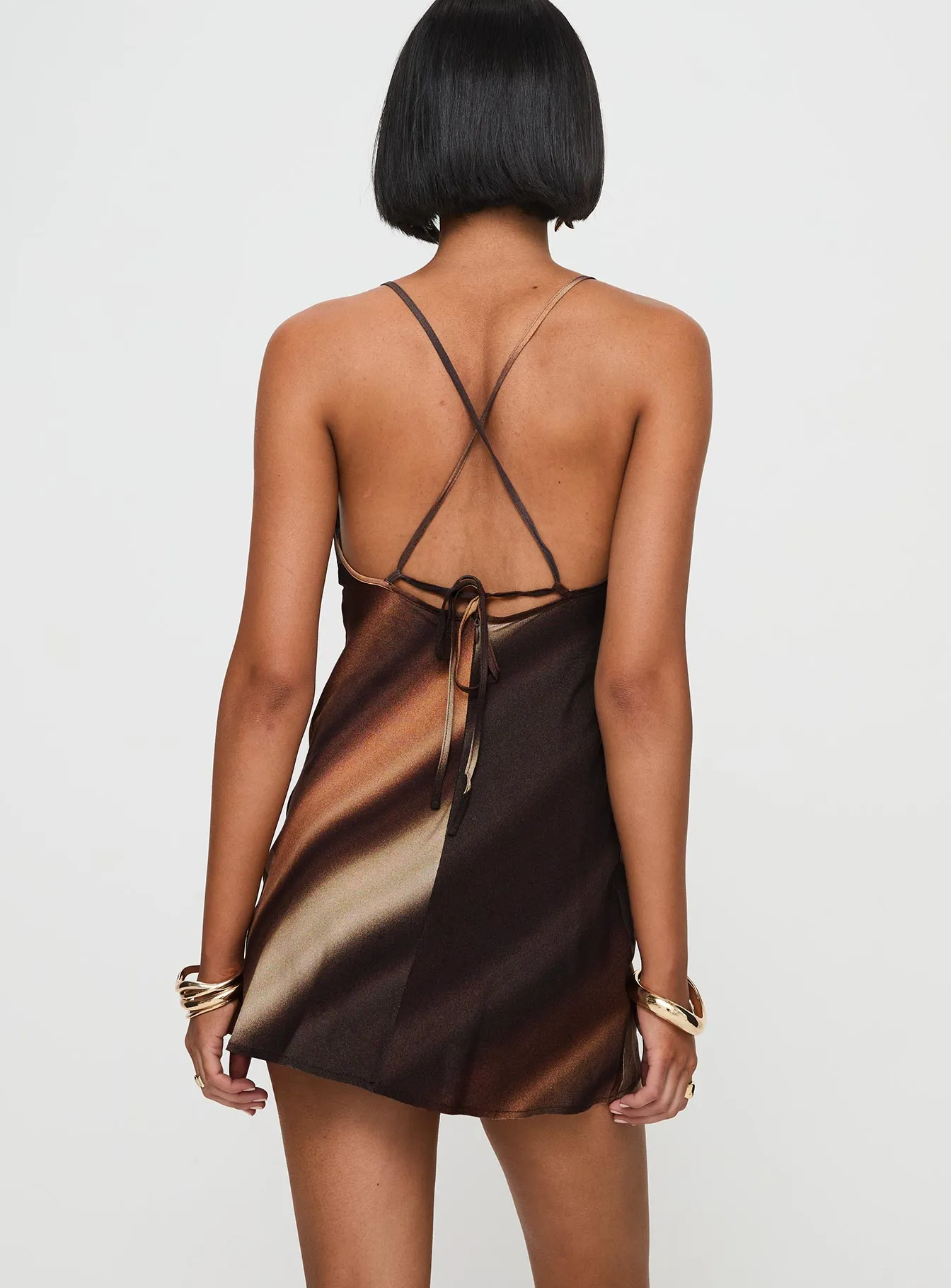 Otillie Mini Dress Brown Multi Youthful Vibe Bold Beauty