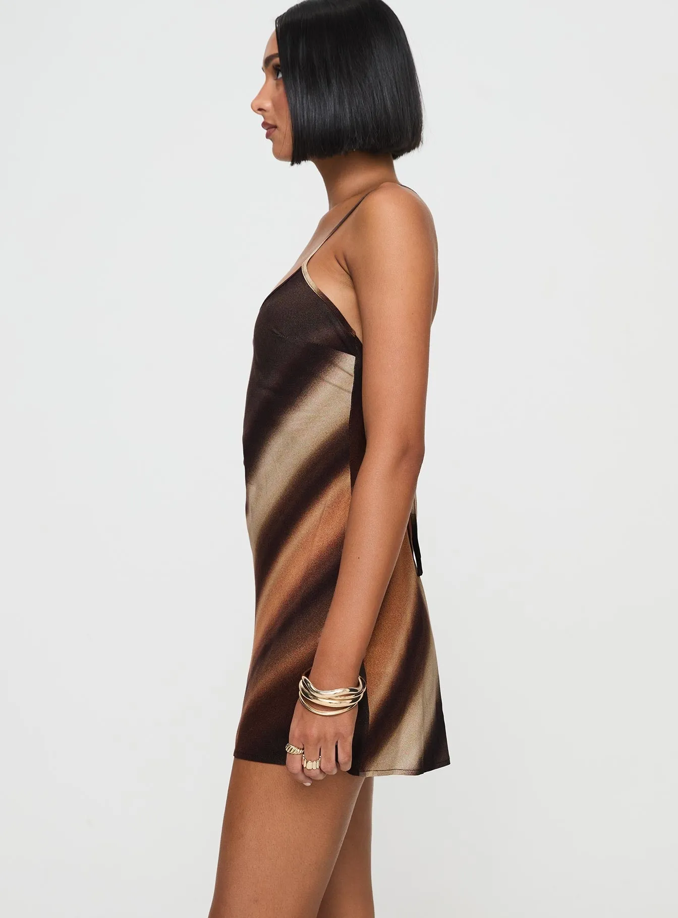 Otillie Mini Dress Brown Multi Simple Chic