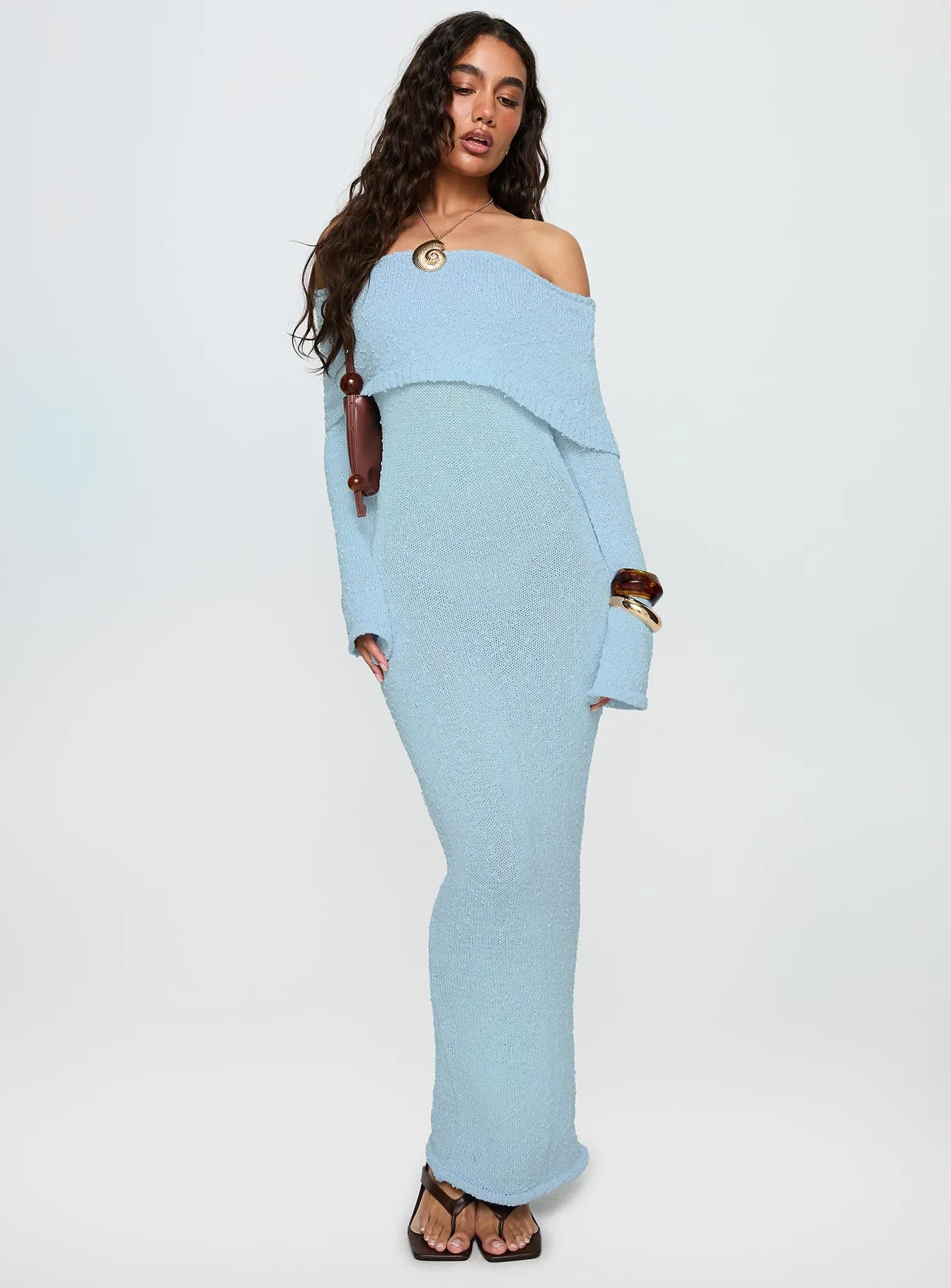 Karynn Long Sleeve Maxi Dress Blue Chic Mood Storm Calm