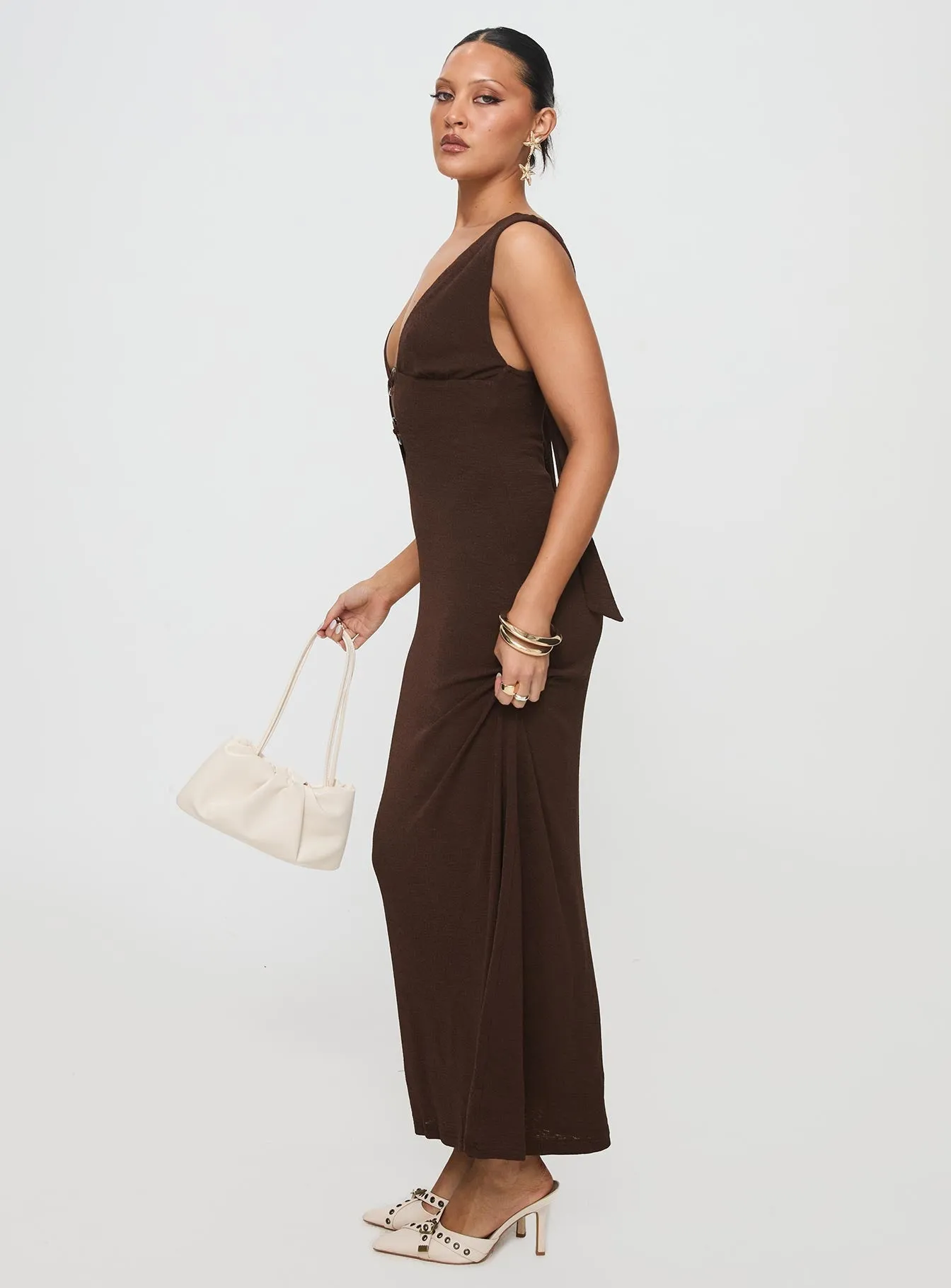 Dawn Calm Steward Maxi Dress Chocolate