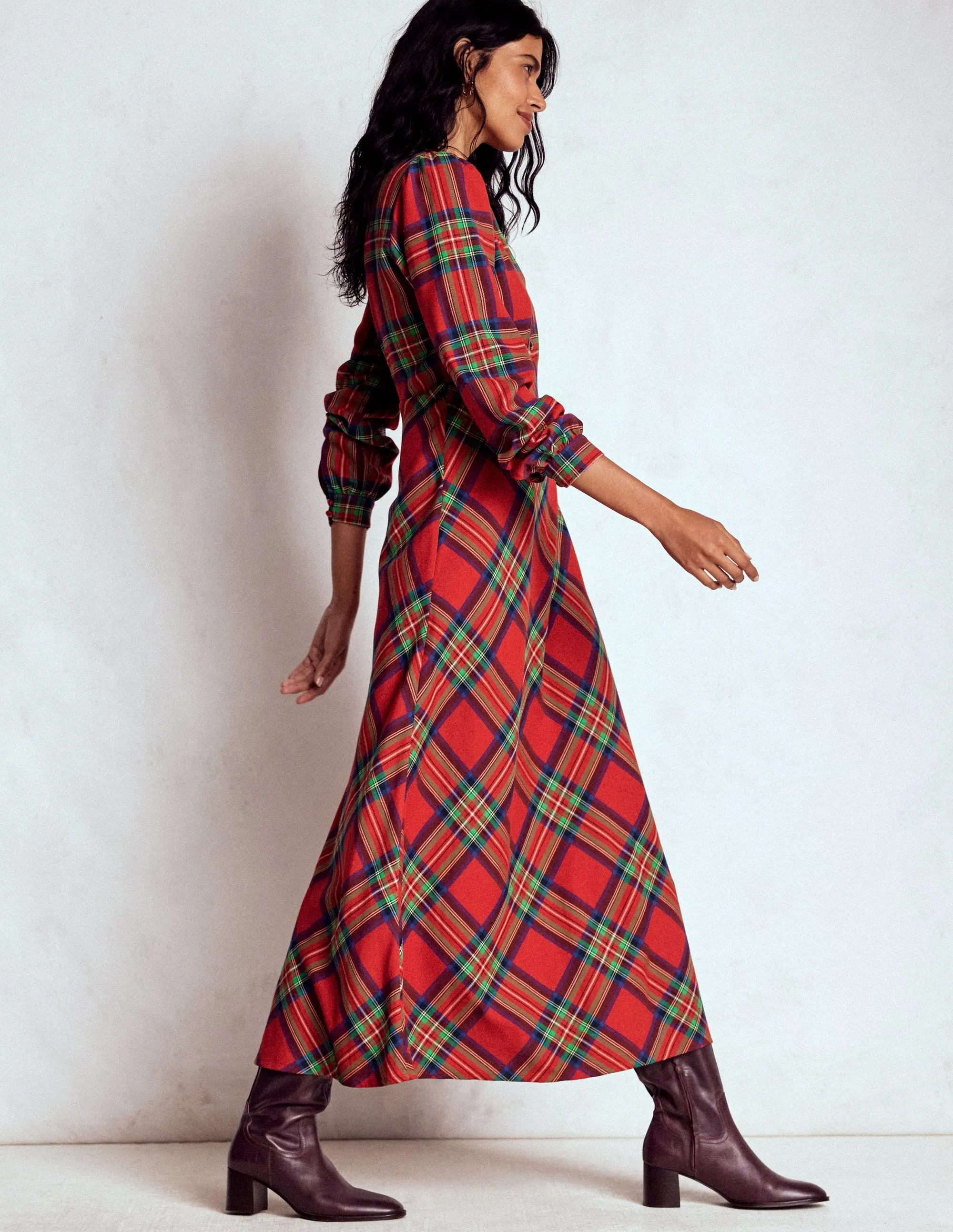 Easy Travel Versatile event piece Cassie Check Tea Dress-Red, Blue and Green Check
