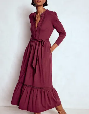 Edwina Jersey Shirt Dress-Deep Wisteria Snow Path Effortless Comfort