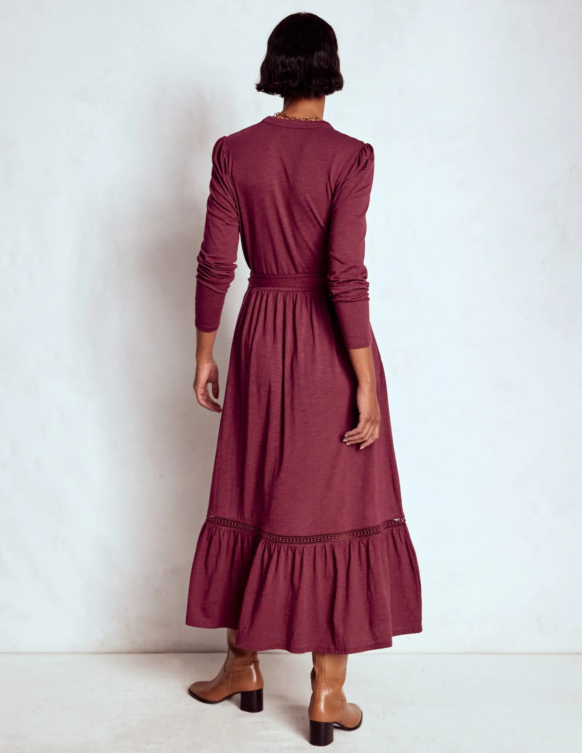 Edwina Jersey Shirt Dress-Deep Wisteria Crystal Light Sleek Fashion