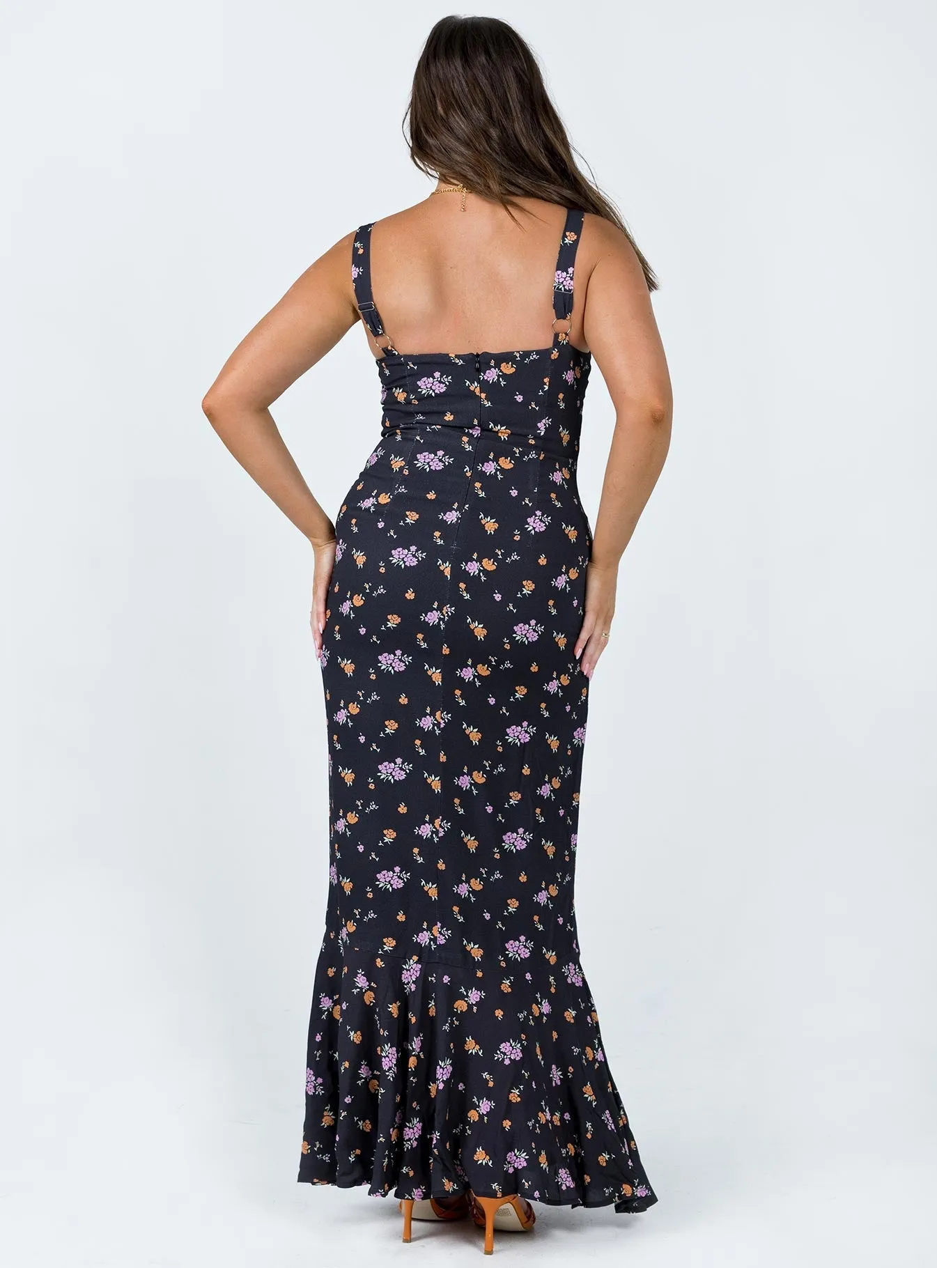 Cap Sleeve Curtis Maxi Dress Black / Floral