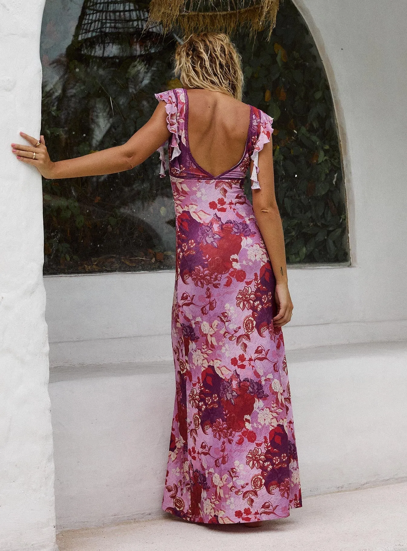 Spring Bloom Soleila Maxi Dress Purple Multi