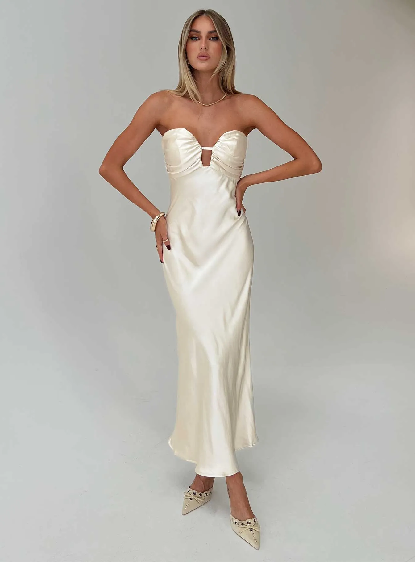 Cyprian Strapless Maxi Dress Champagne Silent Sea