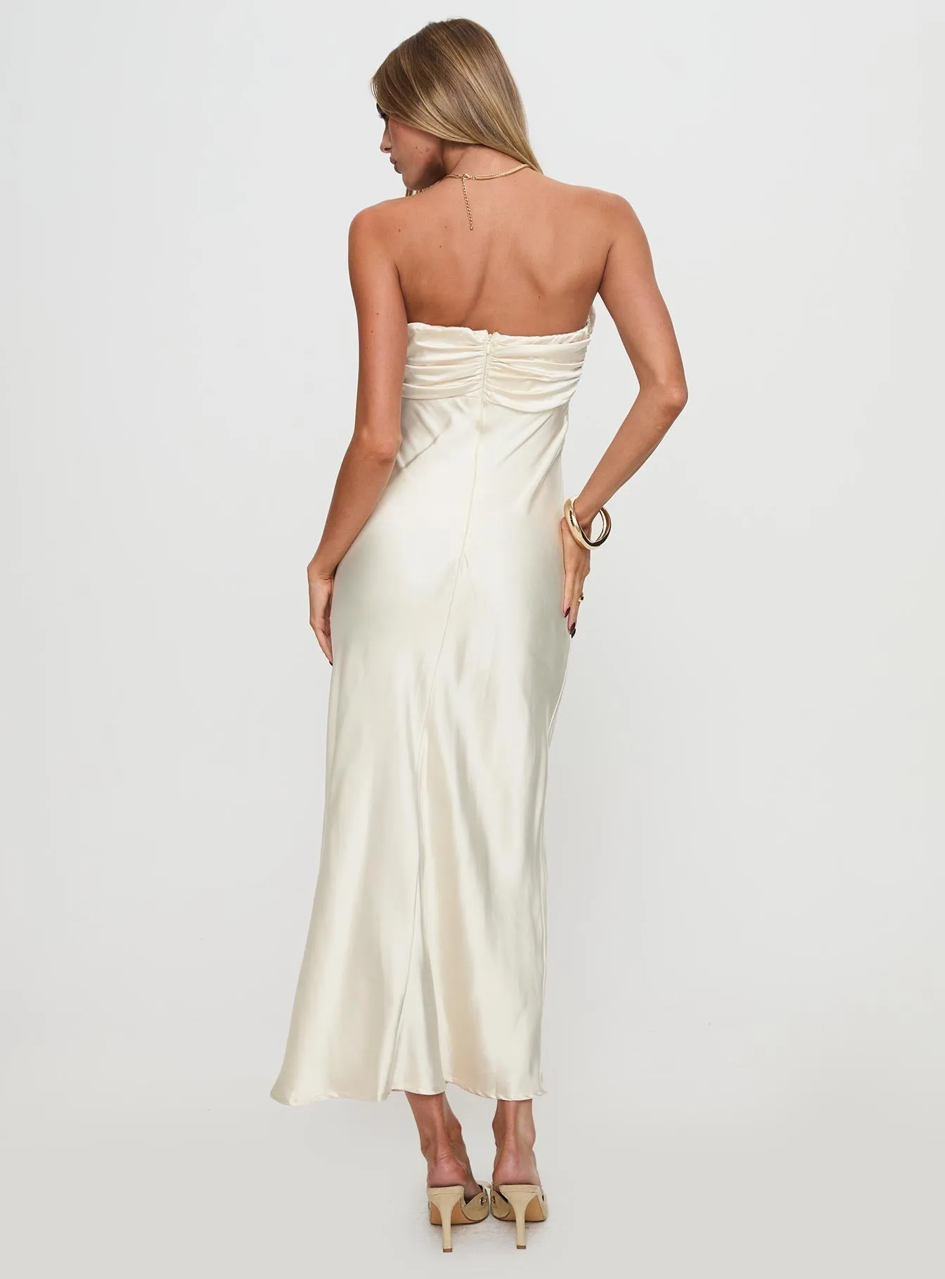 Coral Bay Cyprian Strapless Maxi Dress Champagne