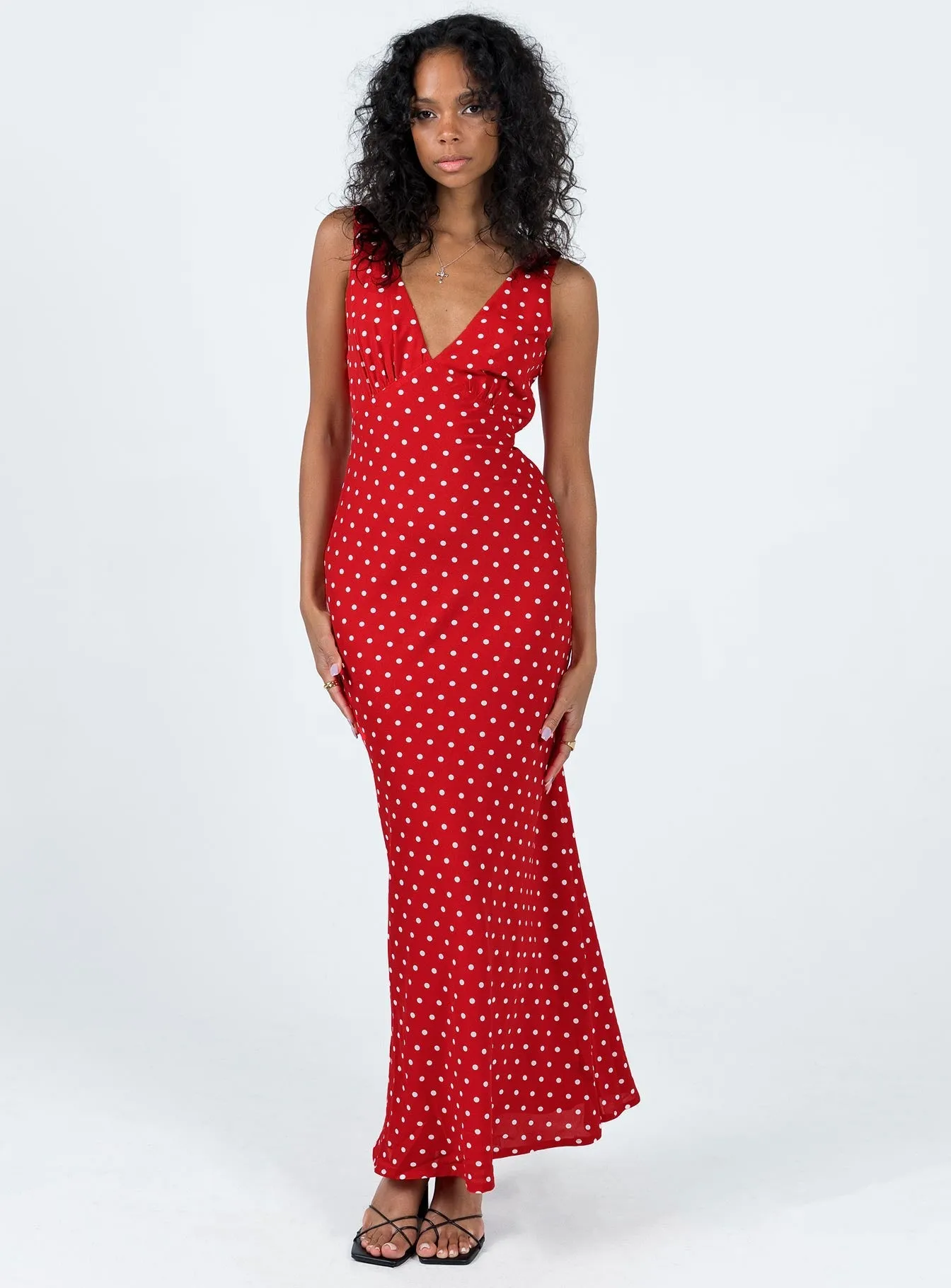 Magic Hour Trendy evening gown for parties Nellie Maxi Dress Red Polka Dot
