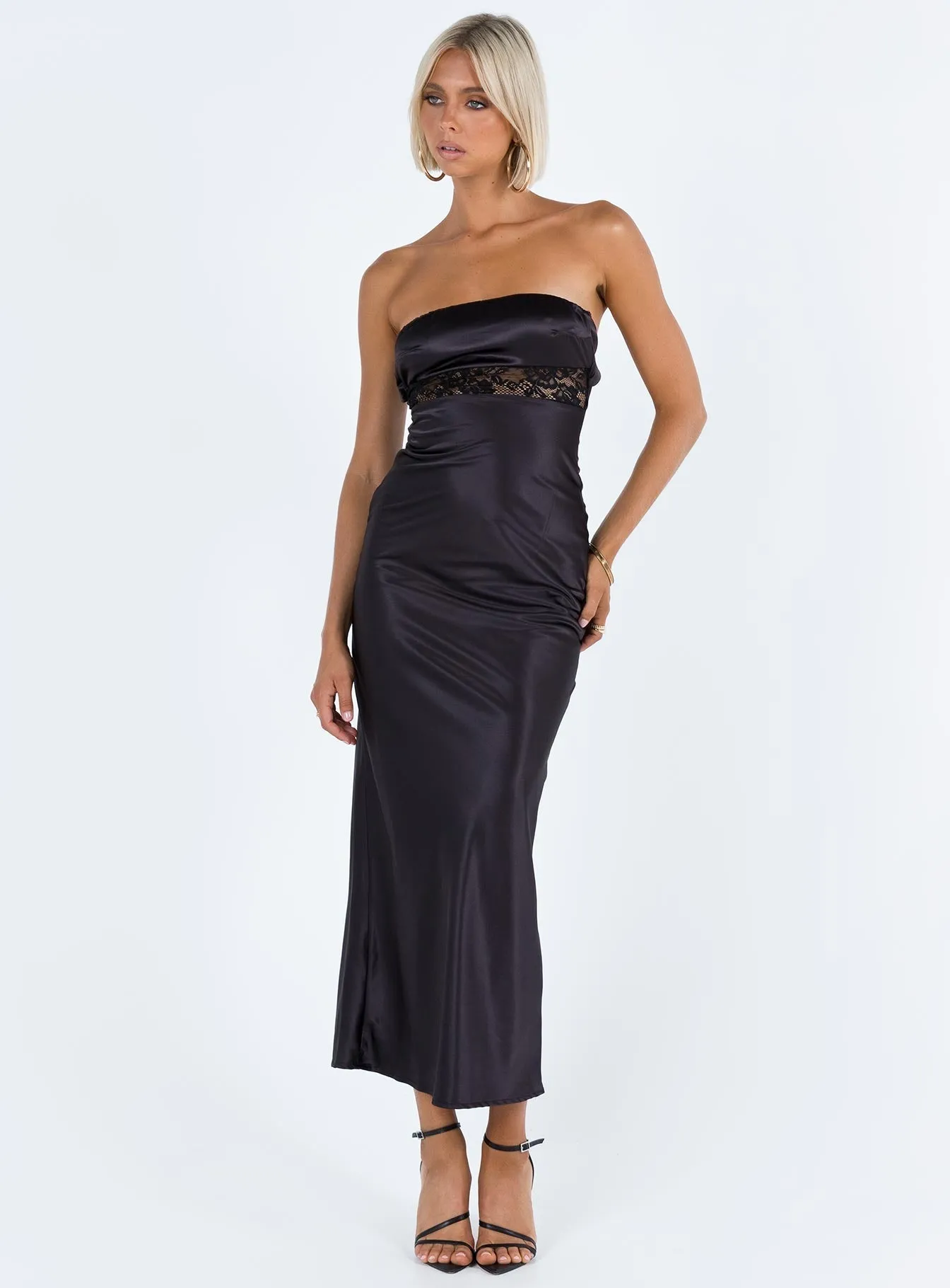 Bellwood Strapless Maxi Dress Black Wall Glow