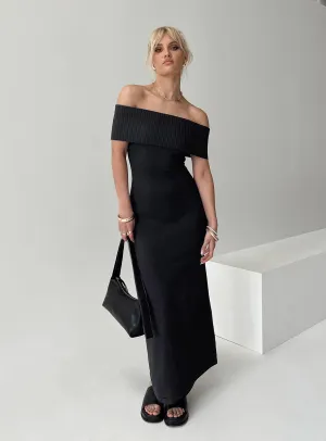 Photo Time Classic sleeveless floor dress Lassey Off The Shoulder Knit Maxi Dress Black