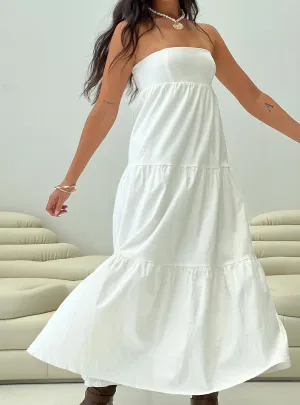 Osment Maxi Dress White Front Button Loose Fit