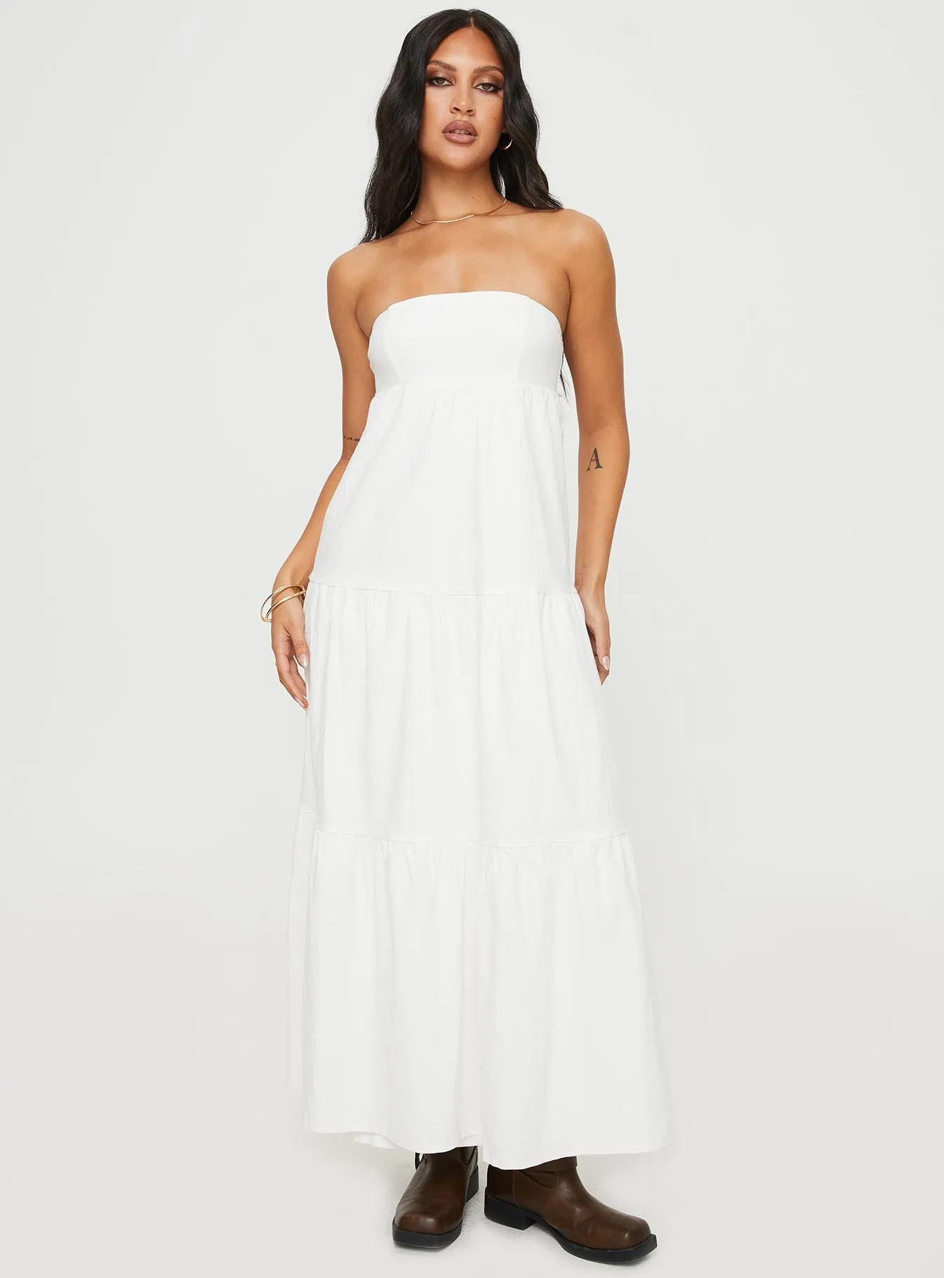 Coral Glow Osment Maxi Dress White