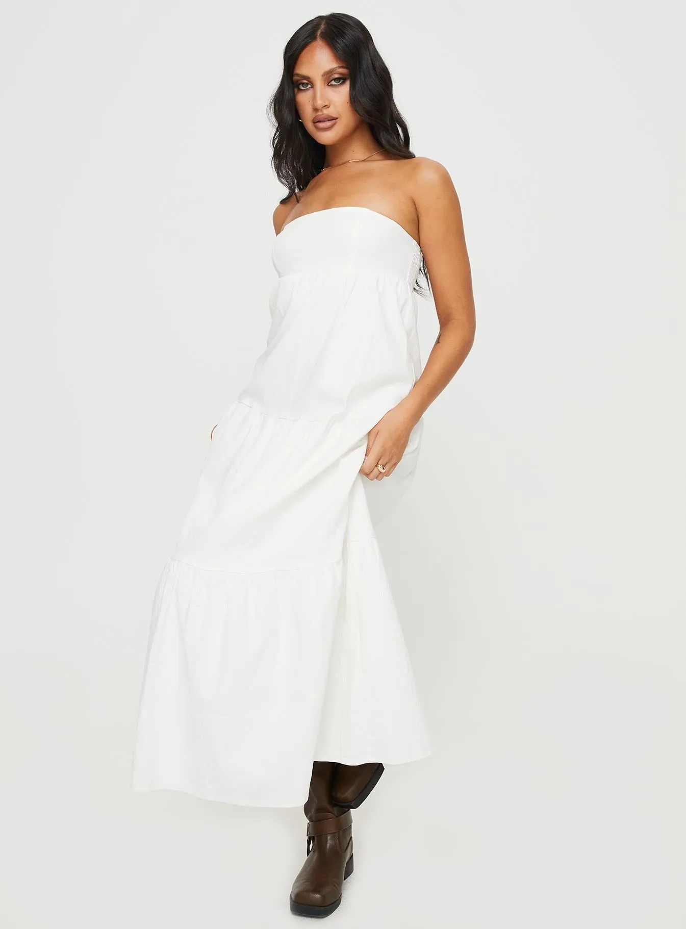 Bronze Glow Urban Cool Osment Maxi Dress White