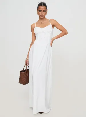 Eleanora Maxi Dress White Belt Tie