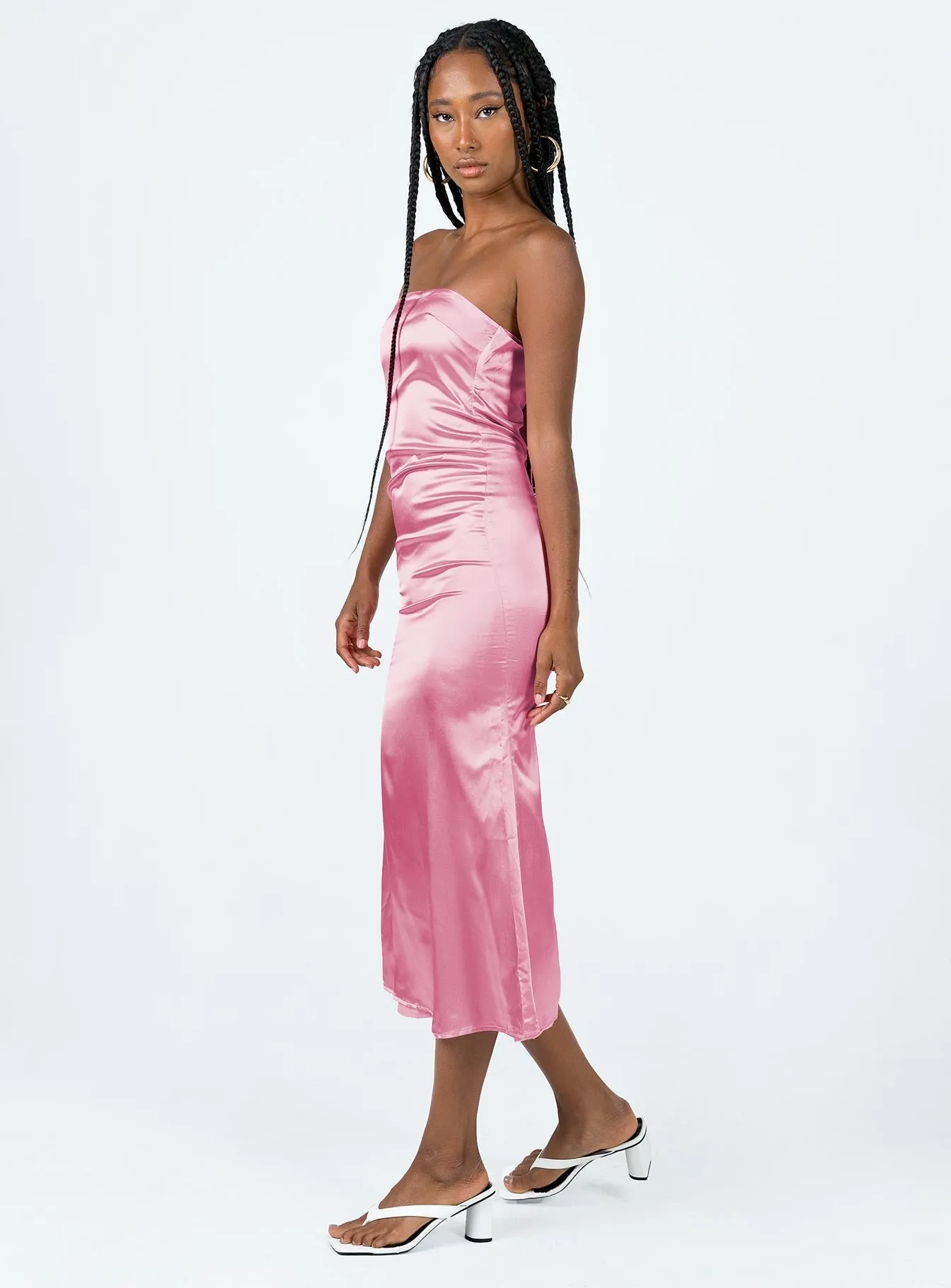 Shaya Strapless Maxi Dress Pink Burgundy Deep