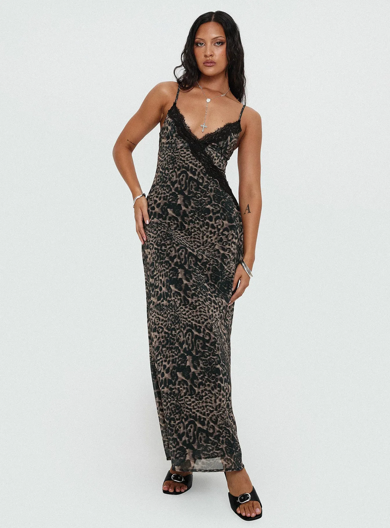 Silver Shine Rosalba Maxi Dress Leopard