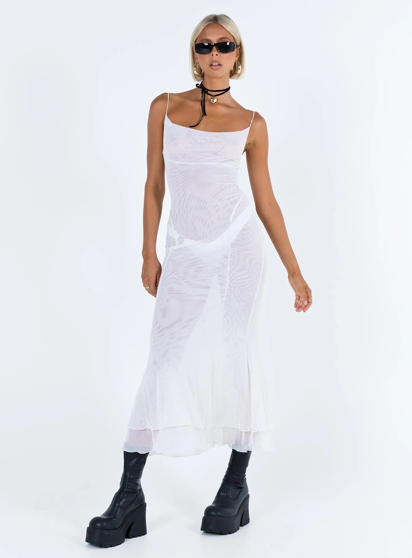 Practical long dress Sikora Vintage Maxi Dress White