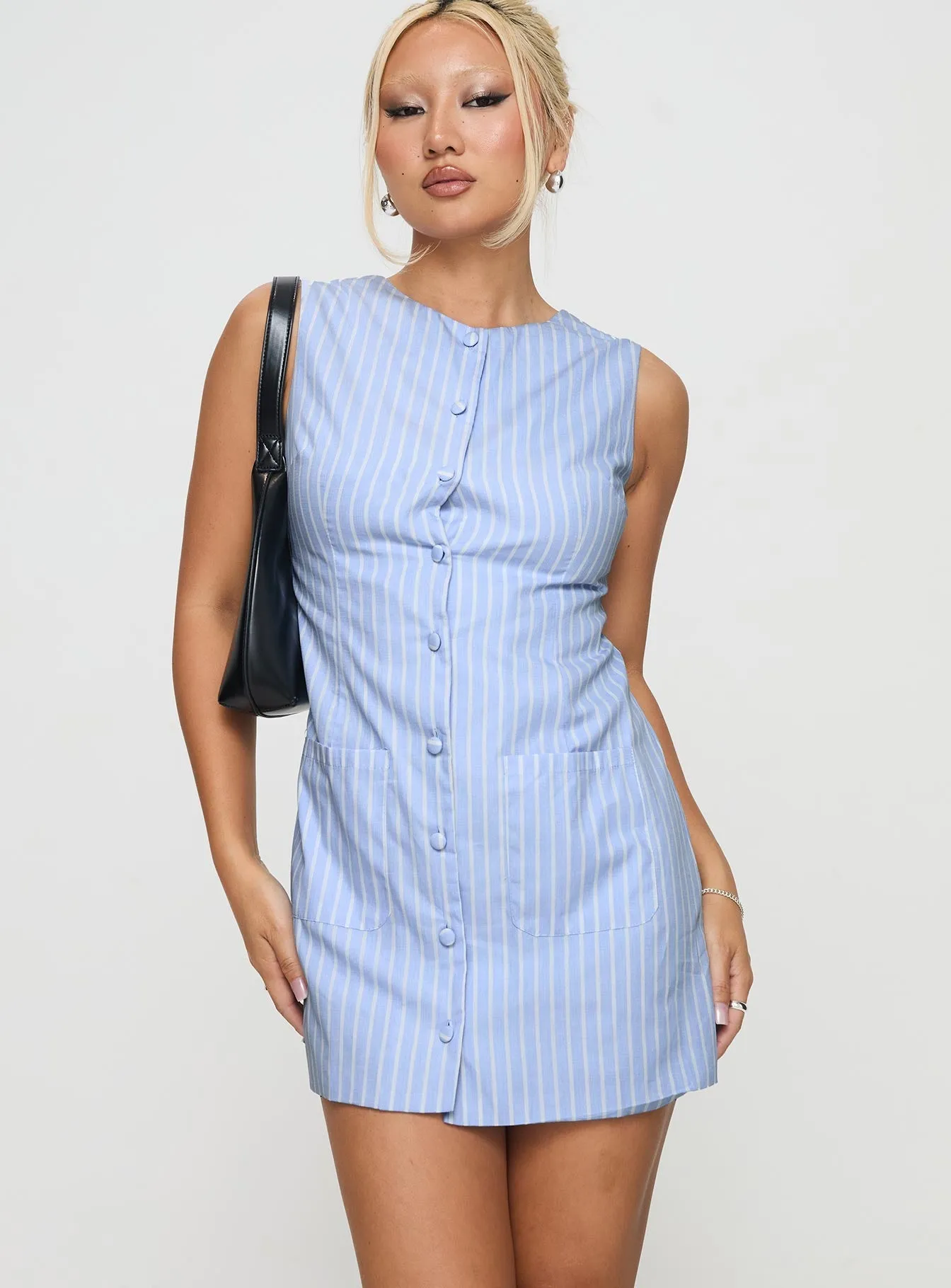 Glow Mode Anabel Mini Dress Blue Stripe