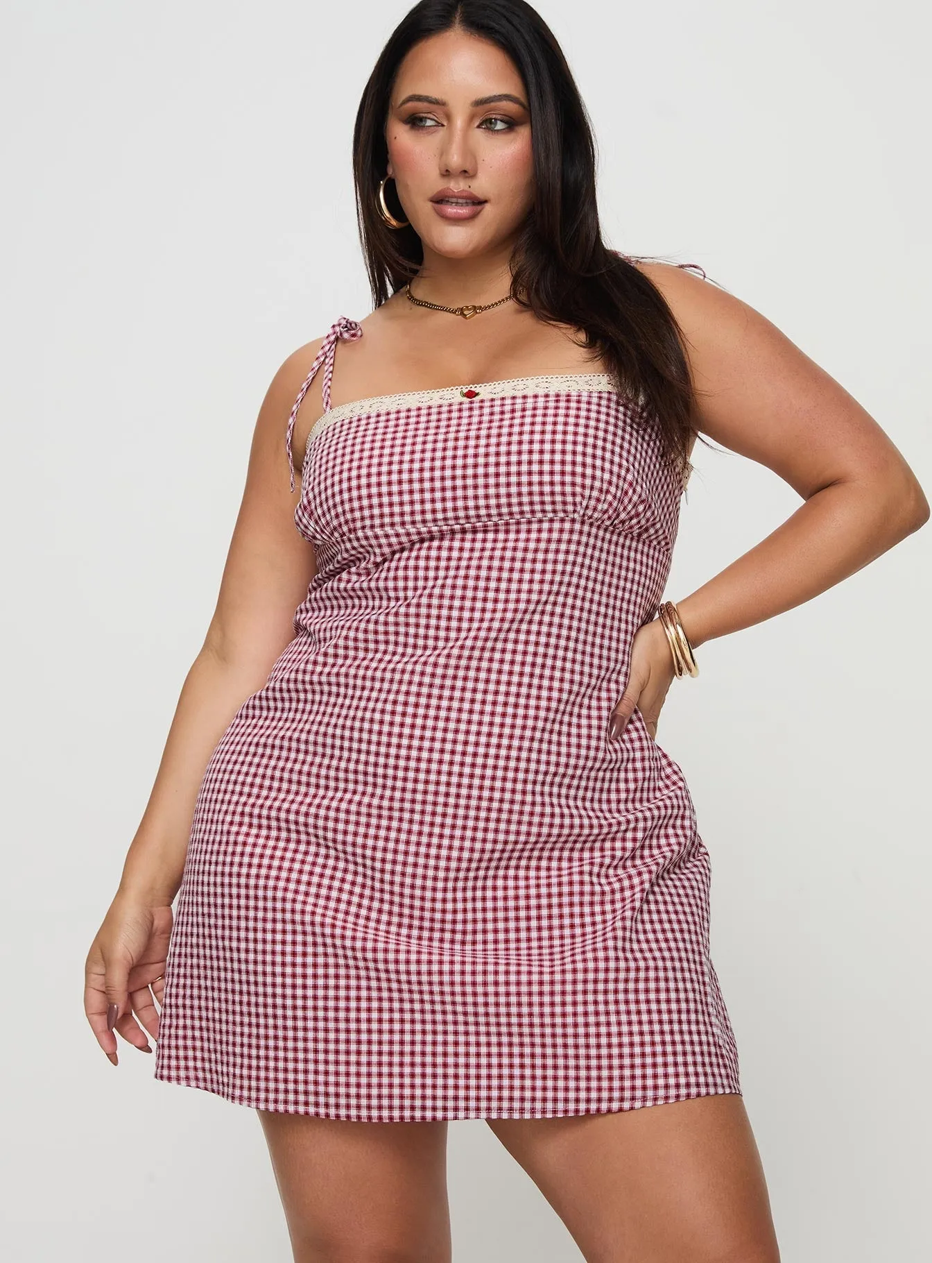 Foldable Design Flash Hot Burkes Mini Dress Red Check Curve