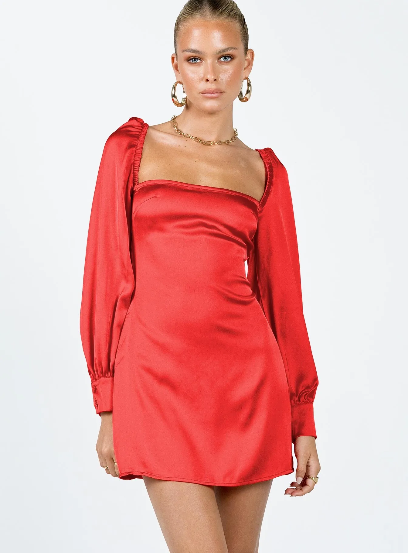 Cottee Satin Mini Dress Red Flash Beat