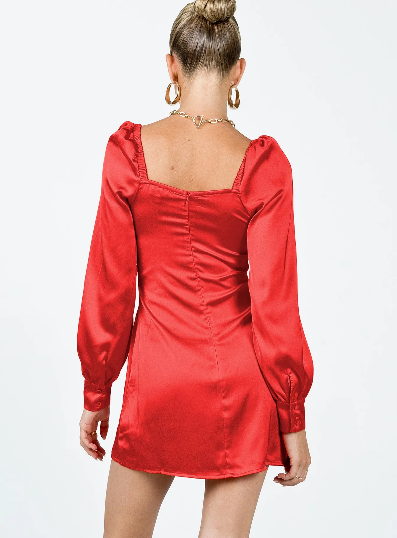 Odor Resistant City Babe Cottee Satin Mini Dress Red