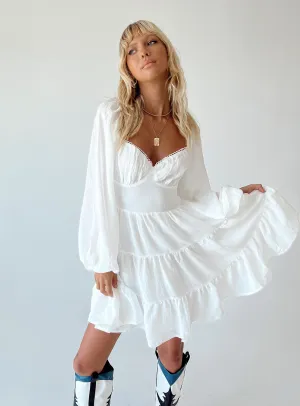 Danny Long Sleeve Mini Dress White Comfortable party dress Non toxic