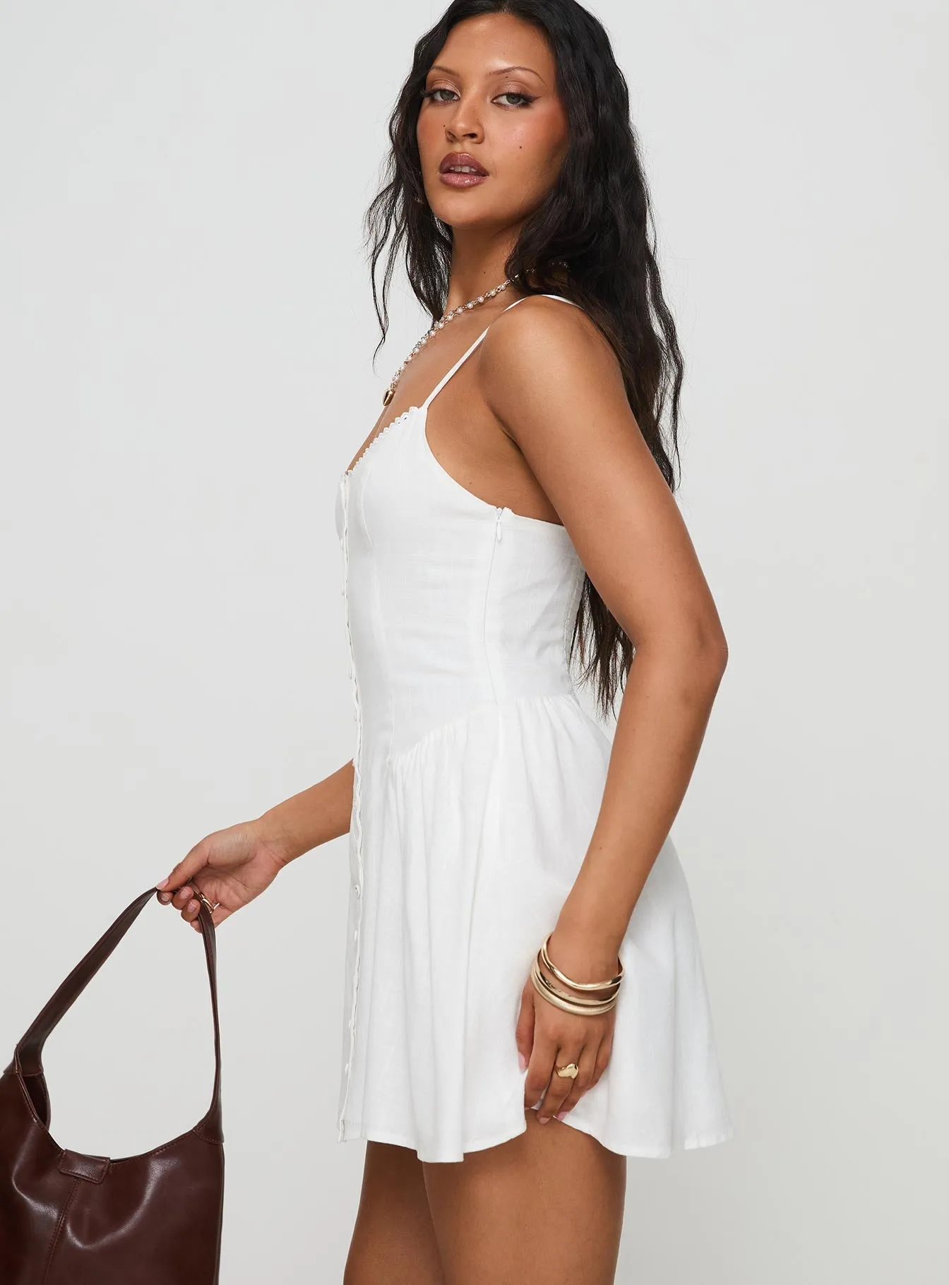 Fade Resistant Dewy Mini Dress White