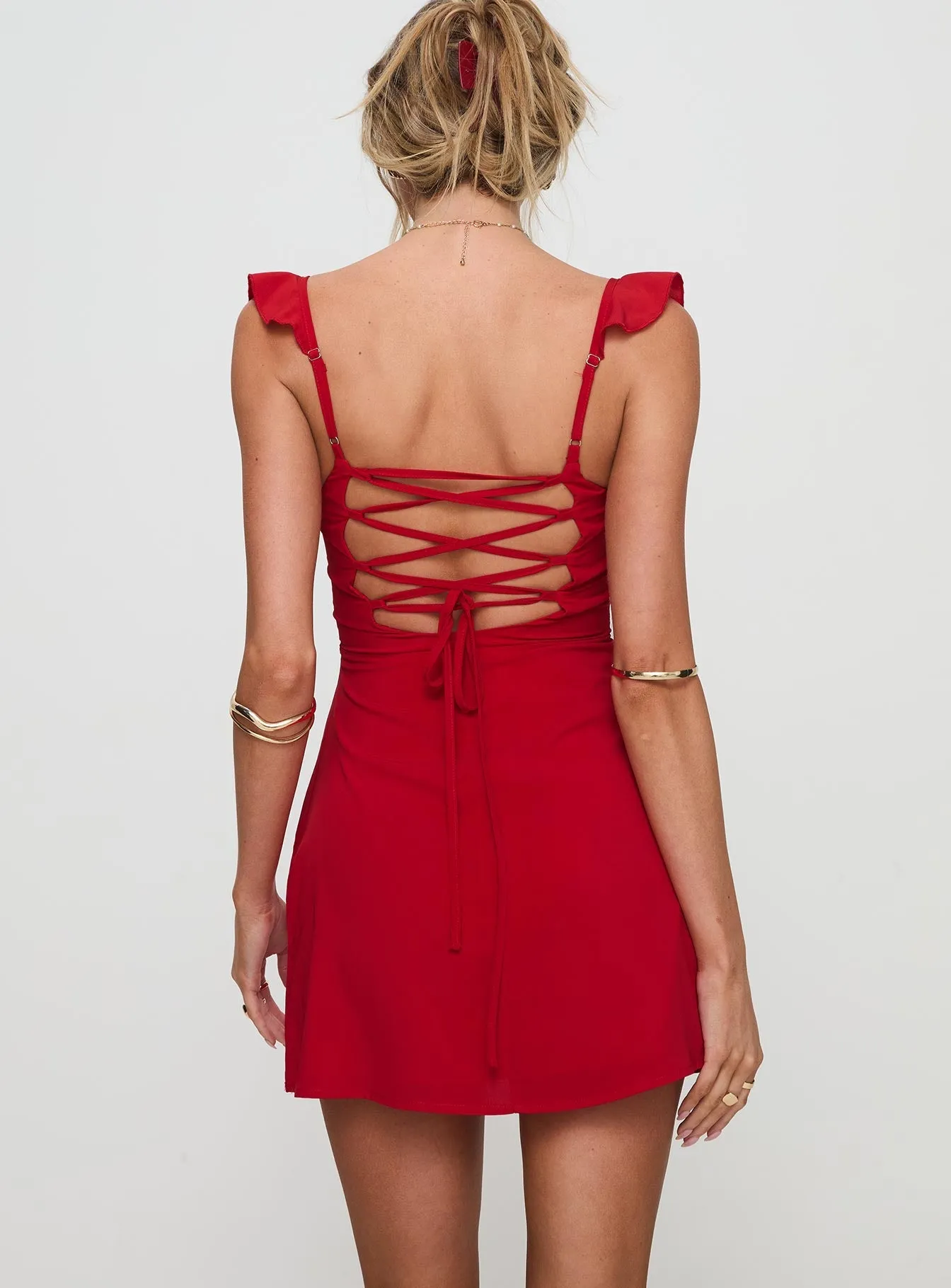 Stylish simple short dress Charming Style Landon Mini Dress Red