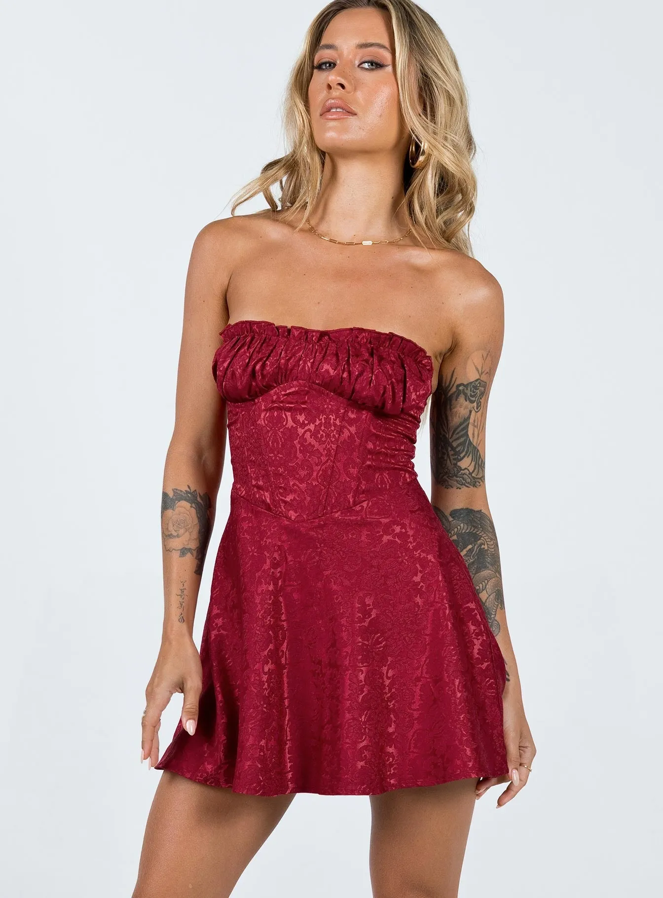 Lenette Mini Dress Burgundy Casual Comfort Look