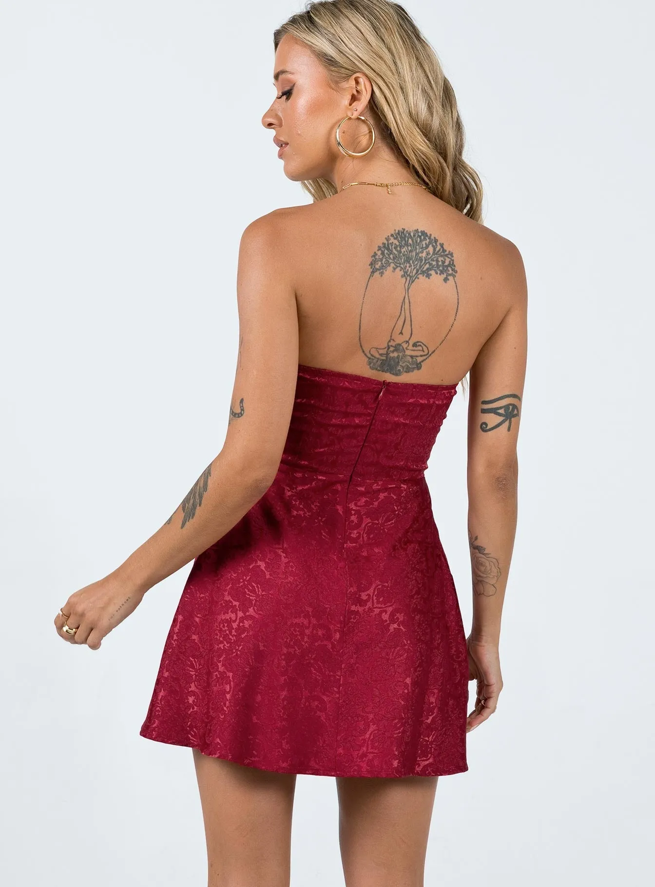 Lenette Mini Dress Burgundy Tagless Design