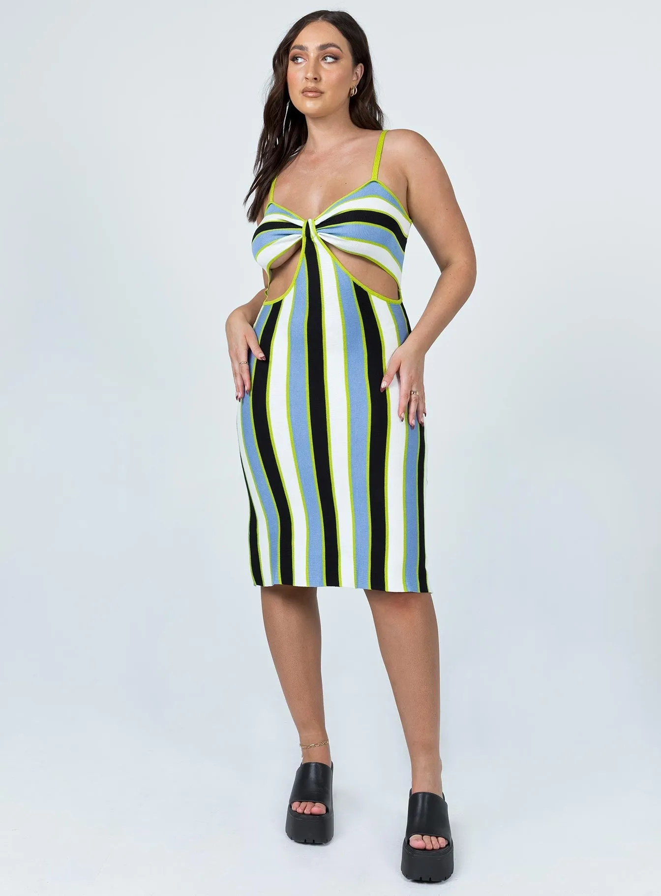 Bright Beat Elegant short silhouette Parker Mini Dress Multi Stripe