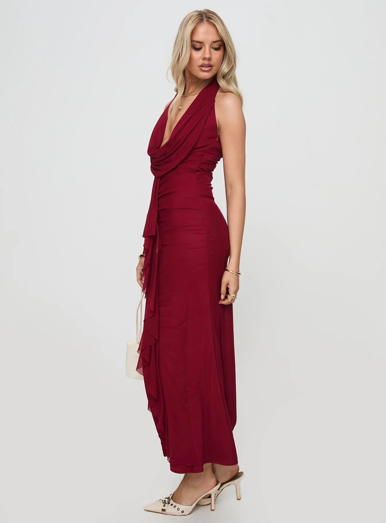 Corzetti Maxi Dress Burgundy The flattering shape of this dress creates a beautiful silhouette that is perfect for all body types natural fiber
