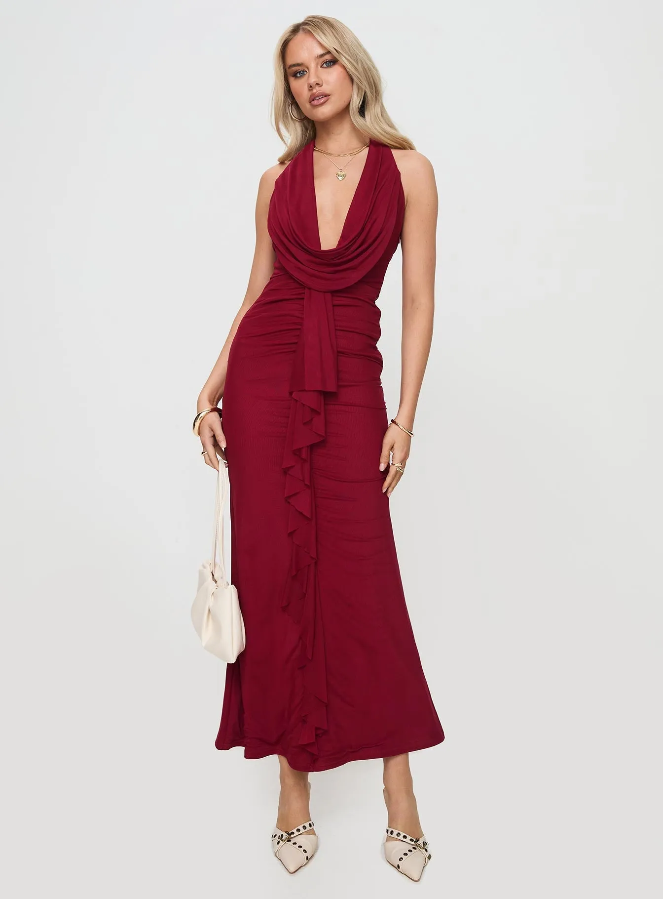 Corzetti Maxi Dress Burgundy Cliff View Shell Glow