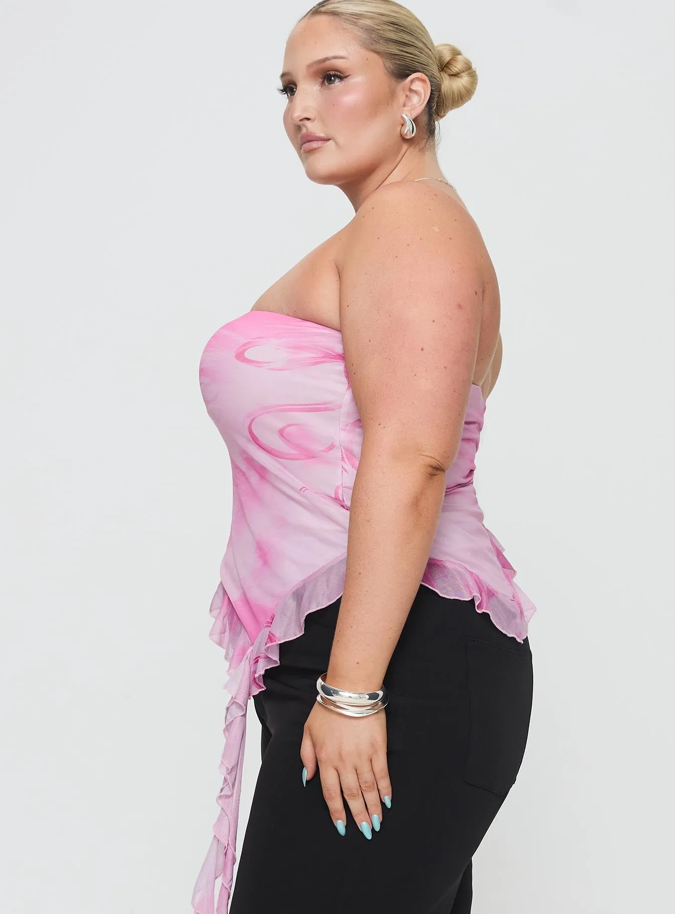 Compression Gradient Travessa Asymmetric Tube Top Pink Curve