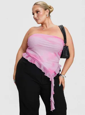 Travessa Asymmetric Tube Top Pink Curve FoldableFeature