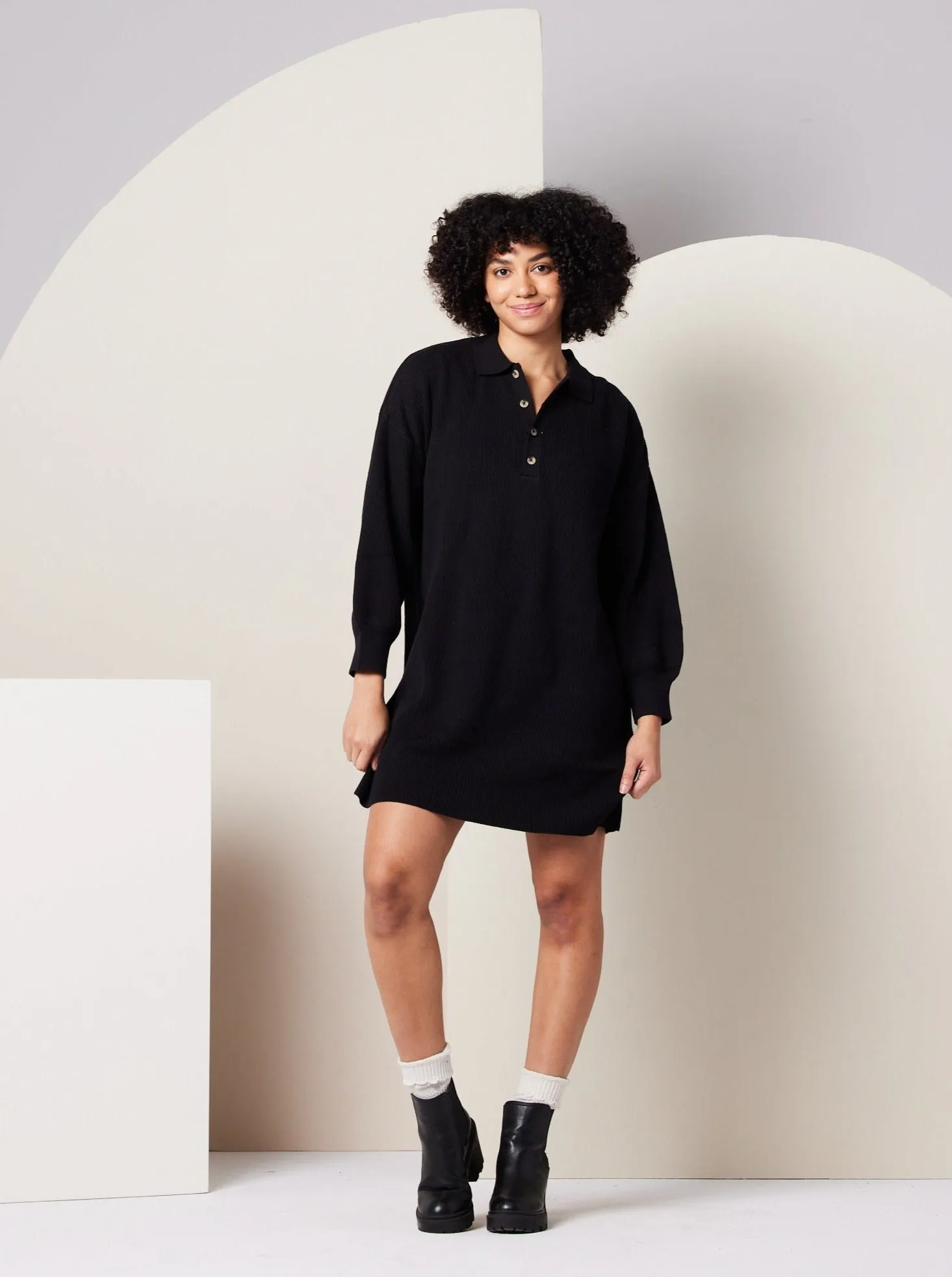 Griffin Sweater Dress - Black Creative Flow