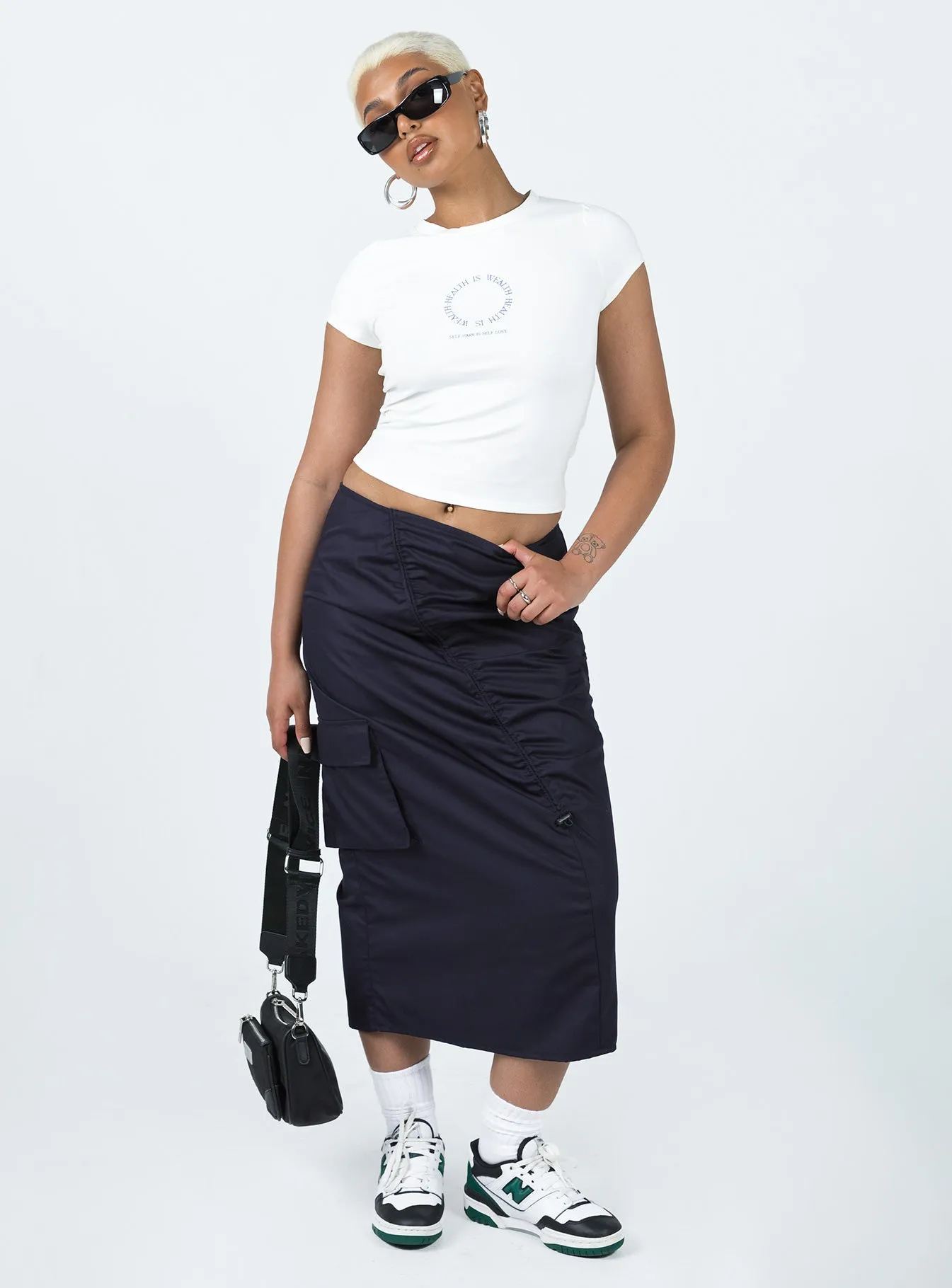 Health Is Wealth Top Ivory right size Stretch Fabric Technology