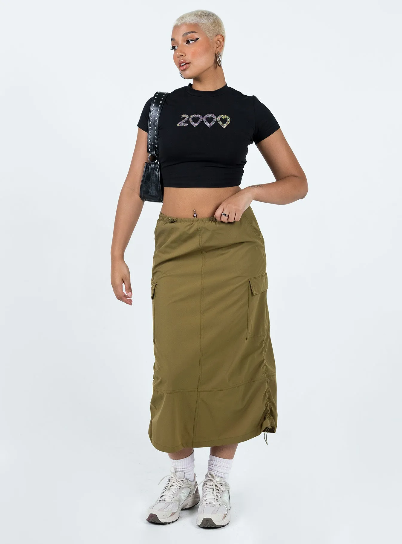 Motel Surtila Top Black Ribbed Collar Design