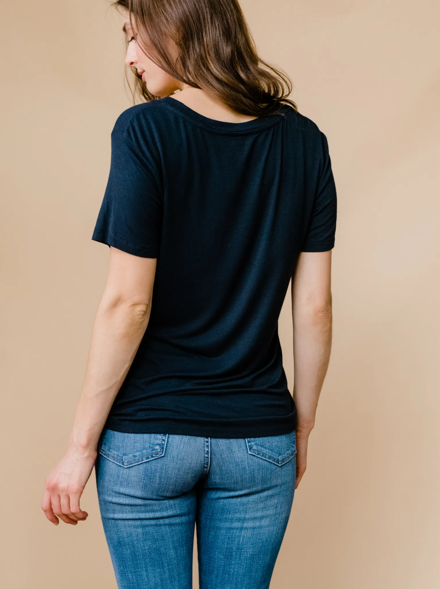 Mae Drapey Tee - Black Firm Leather