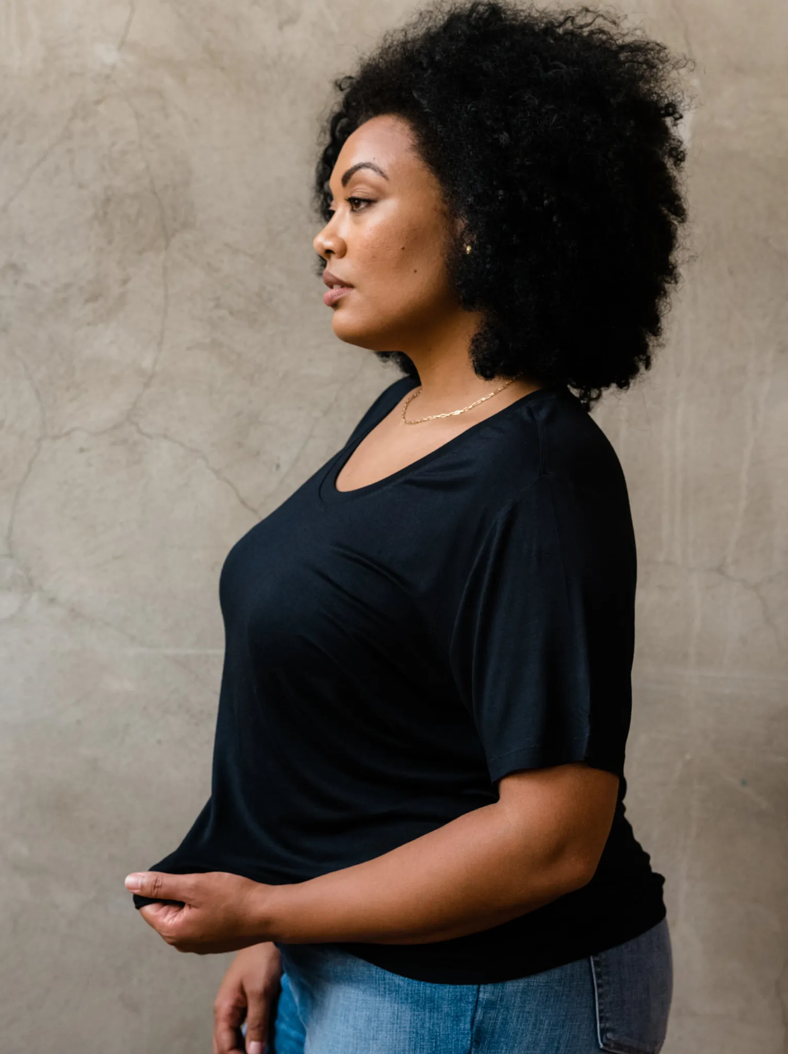 Mae Drapey Tee - Black Spark Mood