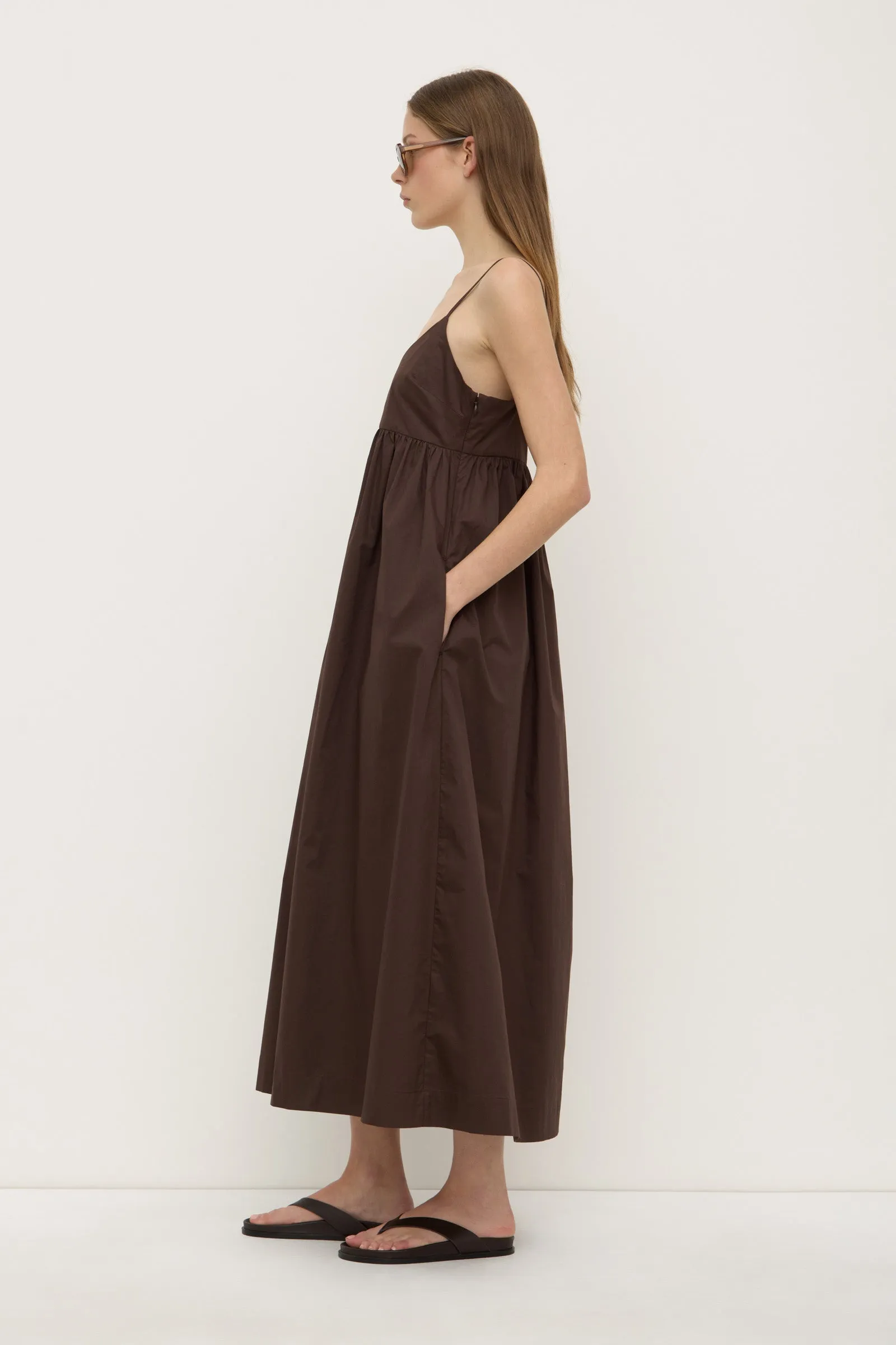 Bronte Poplin Midi Dress Flexible Fabric Blend FlatlockSeaming
