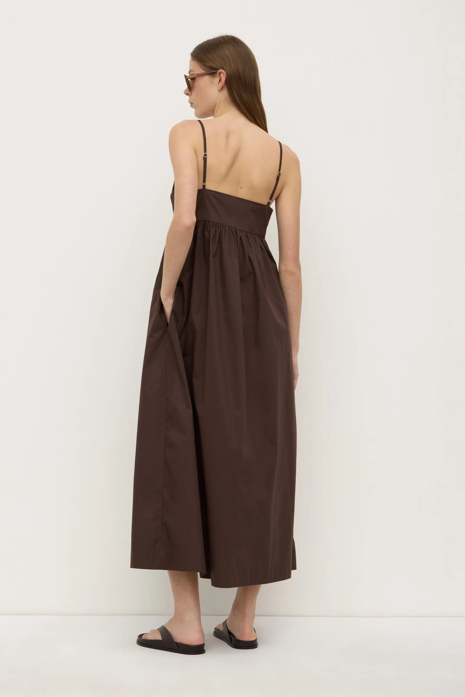Bronte Poplin Midi Dress LayeredPanels FrictionResistantFabric