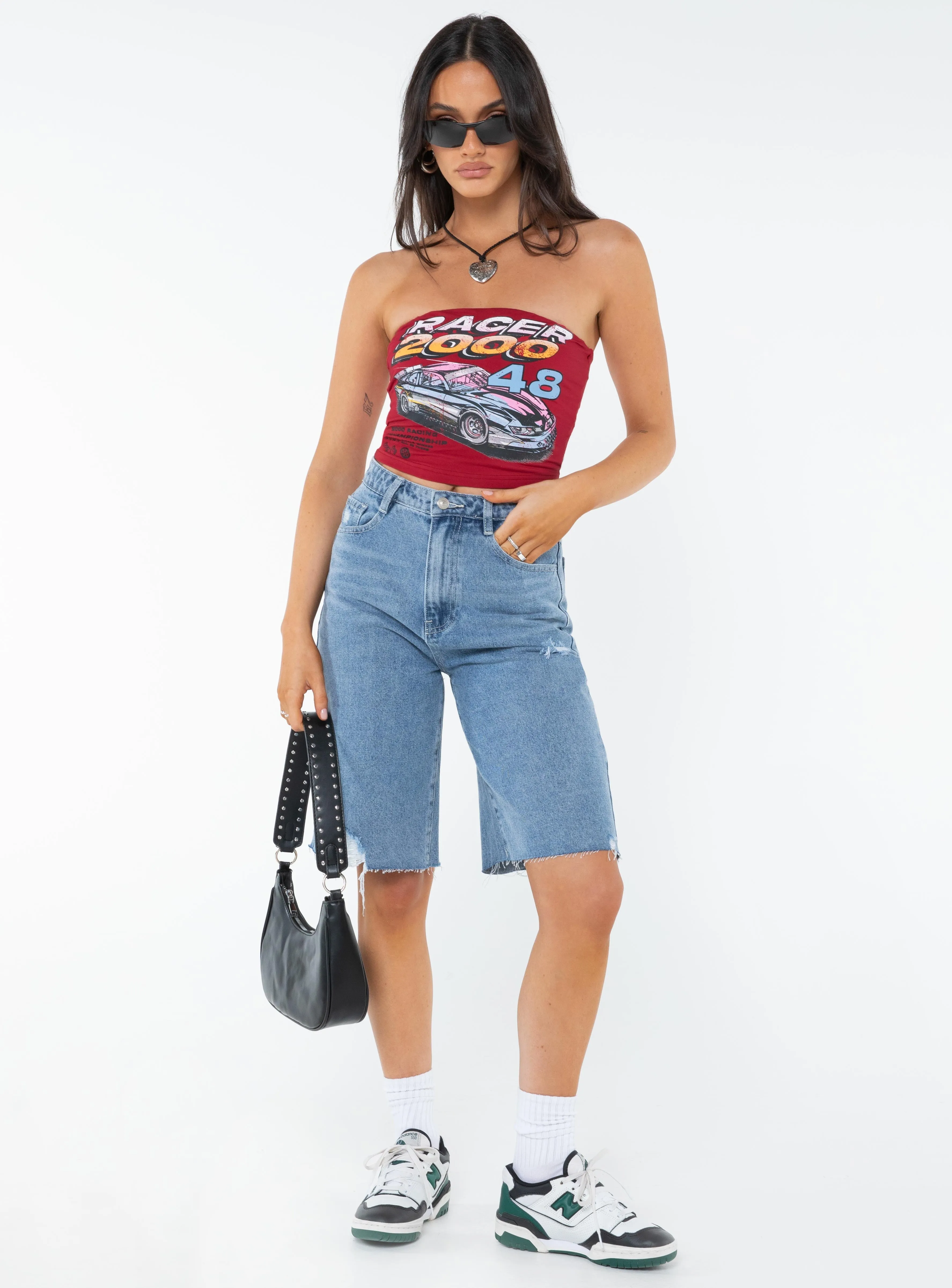 Racer 2000s Tube Top Red Earthy Tone Colorways