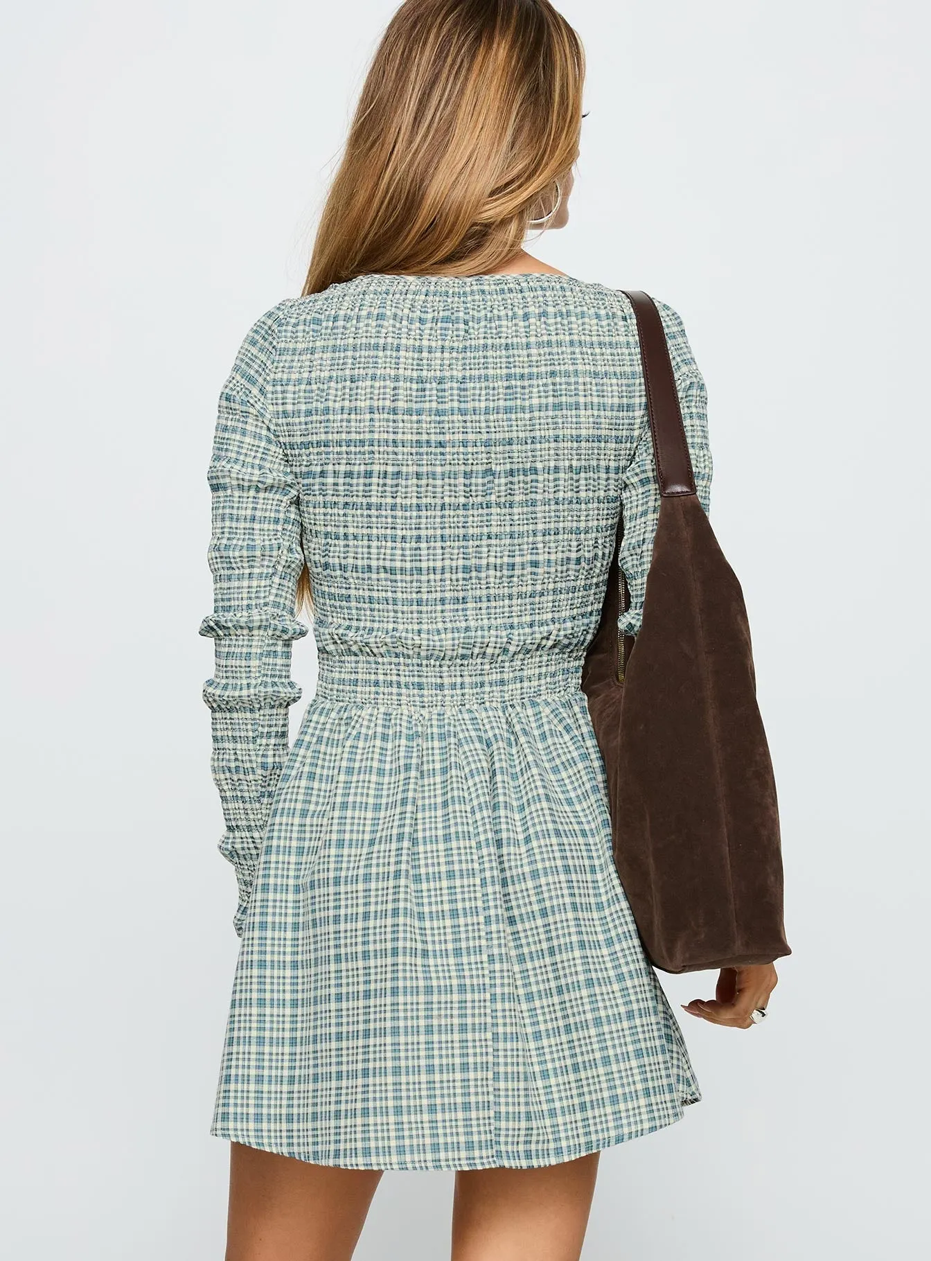 Generations Long Sleeve Mini Dress Green Check Weekend Style Look