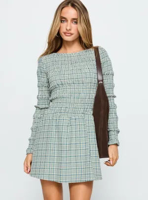 Urban Style Wear Generations Long Sleeve Mini Dress Green Check