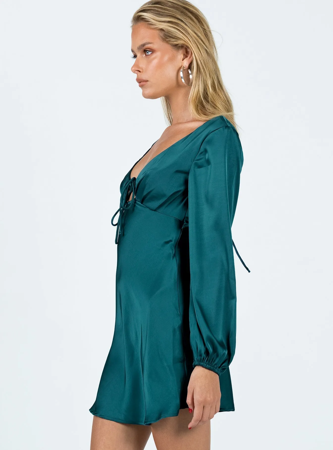 Kayce Long Sleeve Mini Dress Navy Minimalist Closure Fun Pop