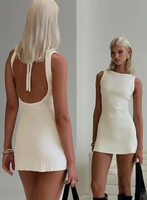 Mayok Mini Dress Cream Tall Match Fast All Season Fashion